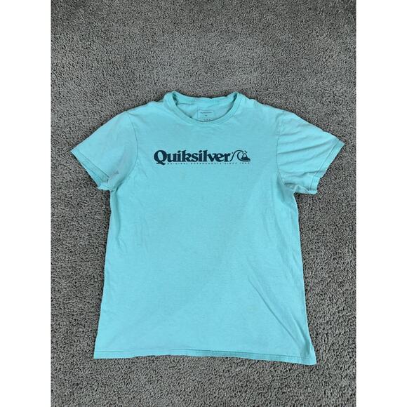 Quiksilver Shirt Womens Medium Teal Black Mountain And Wave Short Sleeve - Picture 1 of 8